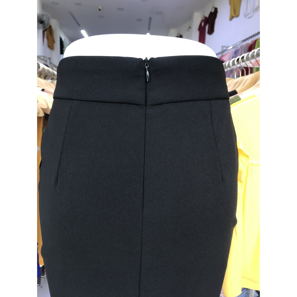 Chân váy công sở ôm HATOP xẻ sau thiết kế cơ bản vải tuyết mưa loại 1 màu đen có túi 2 bên CVOD008