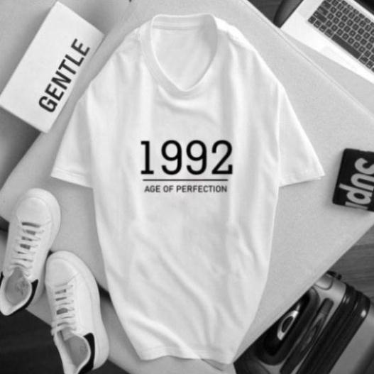 Áo phông màu TRẮNG in năm sinh 1990,1991,1992,1993,1994  [FREESHIP] Áo unisex,vải cotton xịn