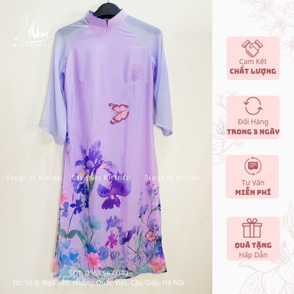 Áo dài chơi tết màu tím cà, áo 4 tà voan tơ óng | BigBuy360 - bigbuy360.vn