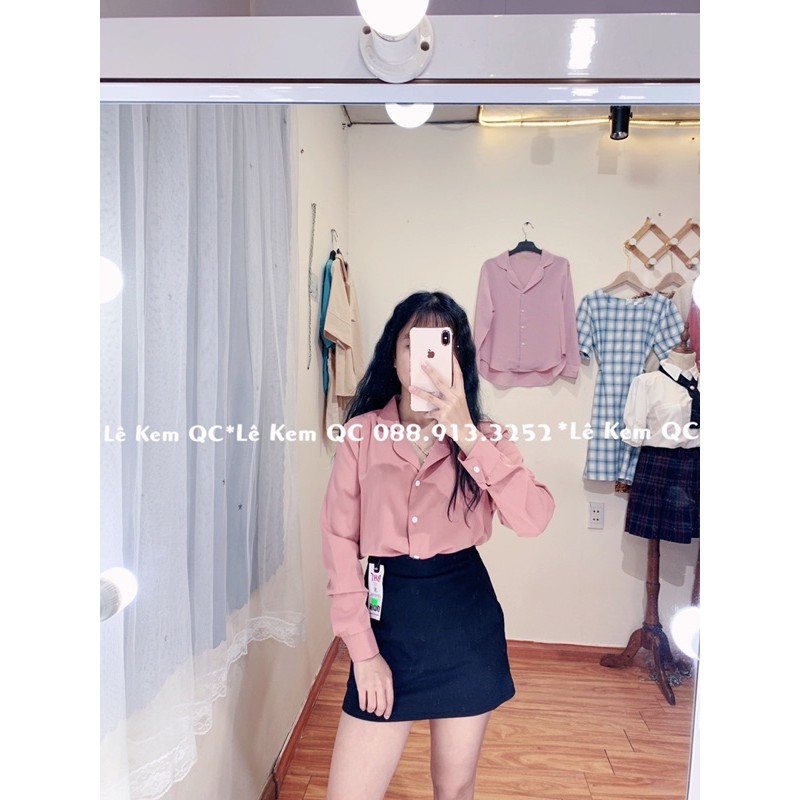 Áo Sơ Mi Tay Dài Trơn Cổ Vest Hàng Quảng Châu Chất Mịn Mát