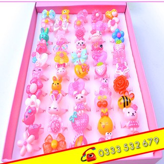Hộp Nhẫn Nhựa Đẹp Cho Bé (50 Chiếc) Mix Các Hình Ngộ Ngĩnh. Nhẫn Đồ Chơi Bằng Nhựa