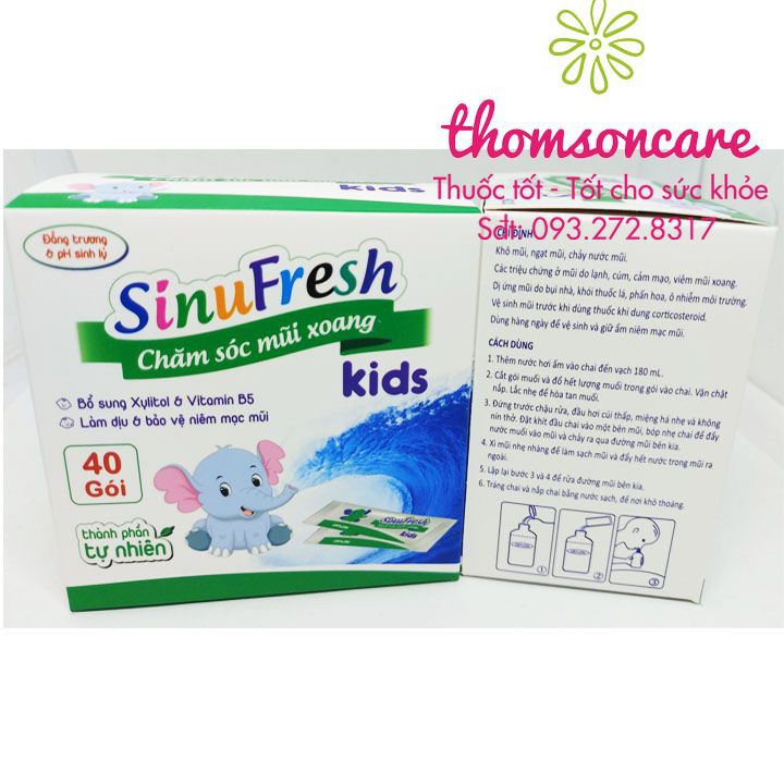 Muối rửa mũi cho bé từ 1 tuổi Sinufresh Kids của Dược Cát Linh - mẫu mới cho trẻ