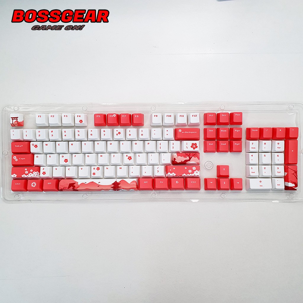 Keycap 104 Phím PBT Dye Sub Pink Cherry Blossom Hoa Anh Đào( Thick PBT, OEM Profile, Ansi Layout)