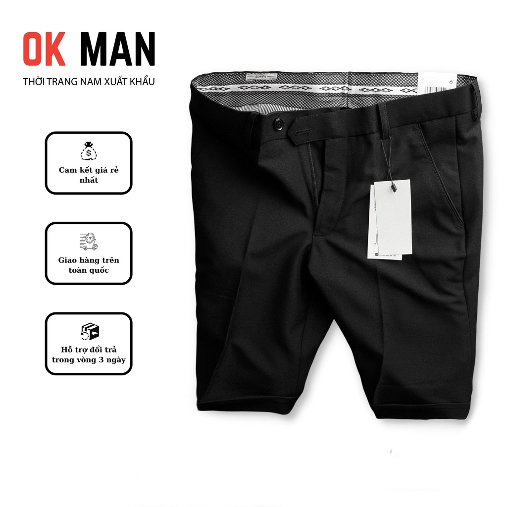 Quần short âu nam, form slimfit, 4 màu, co giãn tốt, SA MANGO OkMan