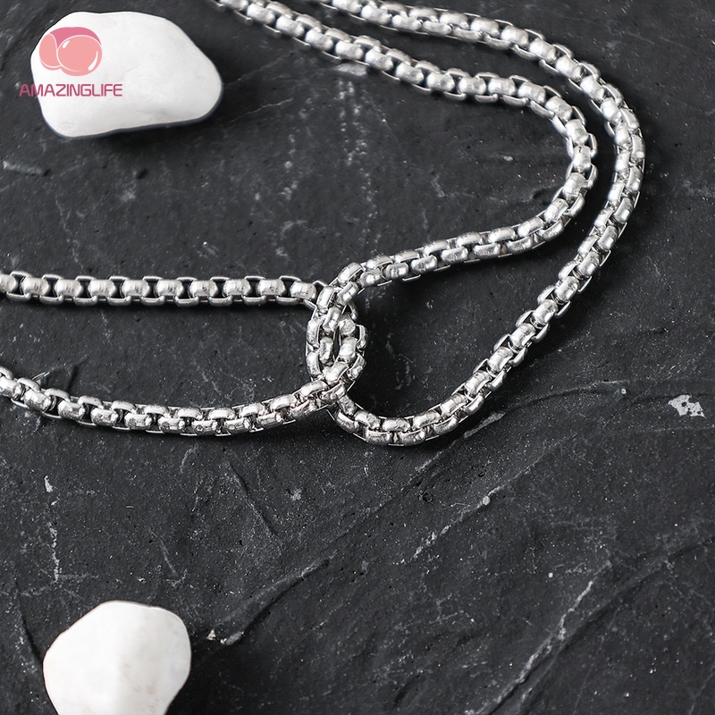 Vòng Tay / Vòng Tay Dây Xích Đôi Mặt Thánh Giá Bằng Hợp Kim Màu Bạc Phong Cách Hip Hop Punk Thời Trang Cho Nam