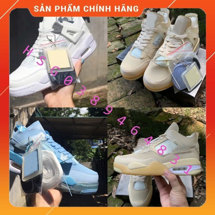[FreeShip] Giày Thể Thao J4 màu kem, màu retro xanh dương tặng 3 dây kèm  phụ kiện Full Box Bill