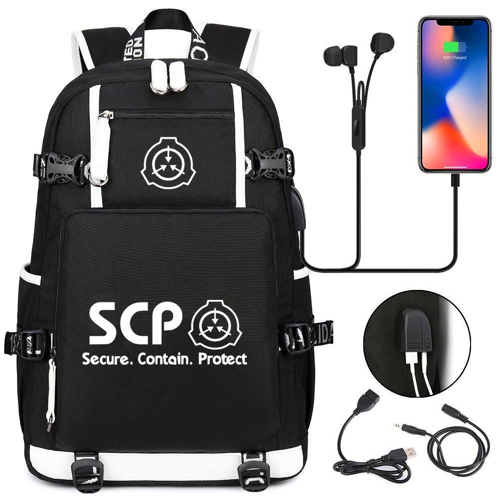 2022 SCP Foundation Luminous Large Capacity USB Charging Backpack Travel Bag Unisex