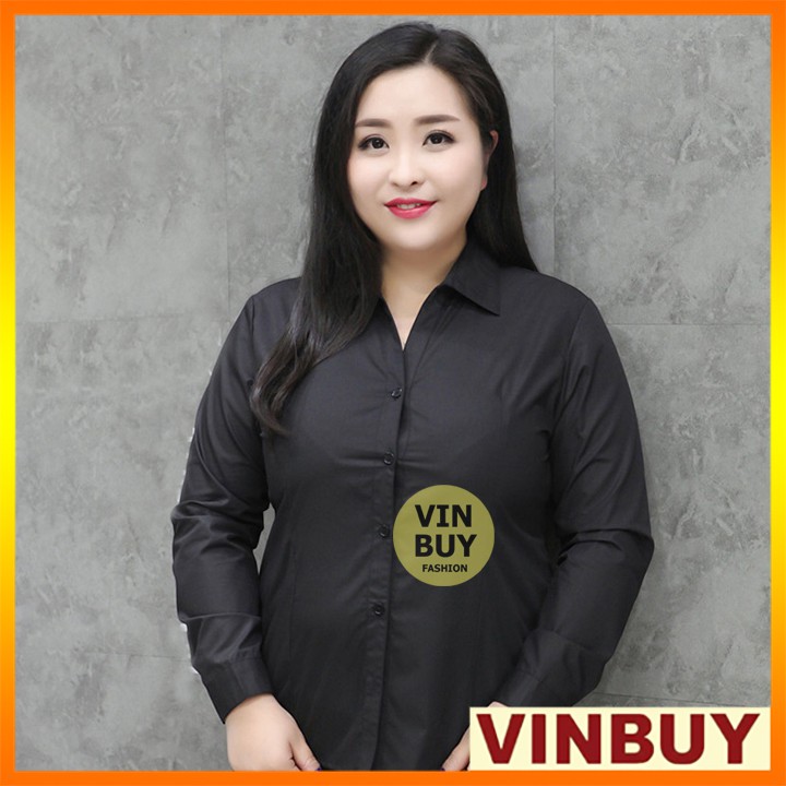 Áo sơ mi bigsize nữ, tay dài, màu xanh biển đậm, form đến 80kg, chất vải mềm mại dày dặn, đứng form