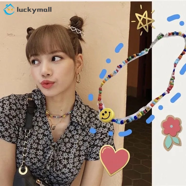 Dây chuyền mặt hình mặt cười nhiều màu sắc phong cách Hàn Quốc thời trang cho nữ