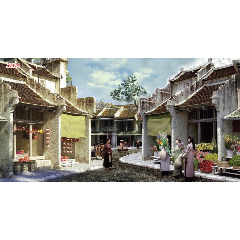 Tranh Dán Tường Khổ Lớn địa danh nổi tiếng Hà Nội kích thước theo yêu cầu, không giới hạn
