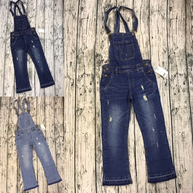 Quần yếm jean ống vẩy tua nhẹ - form quần ôm nhỏ gọn