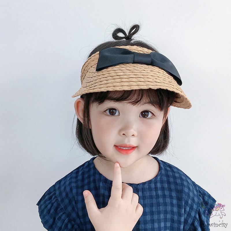 Mũ cói phối nơ thời trang Hàn Quốc cho bé gái