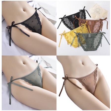 Được chọn màu - Quần lót ren nơ tim thắt nơ hông điệu đà 039