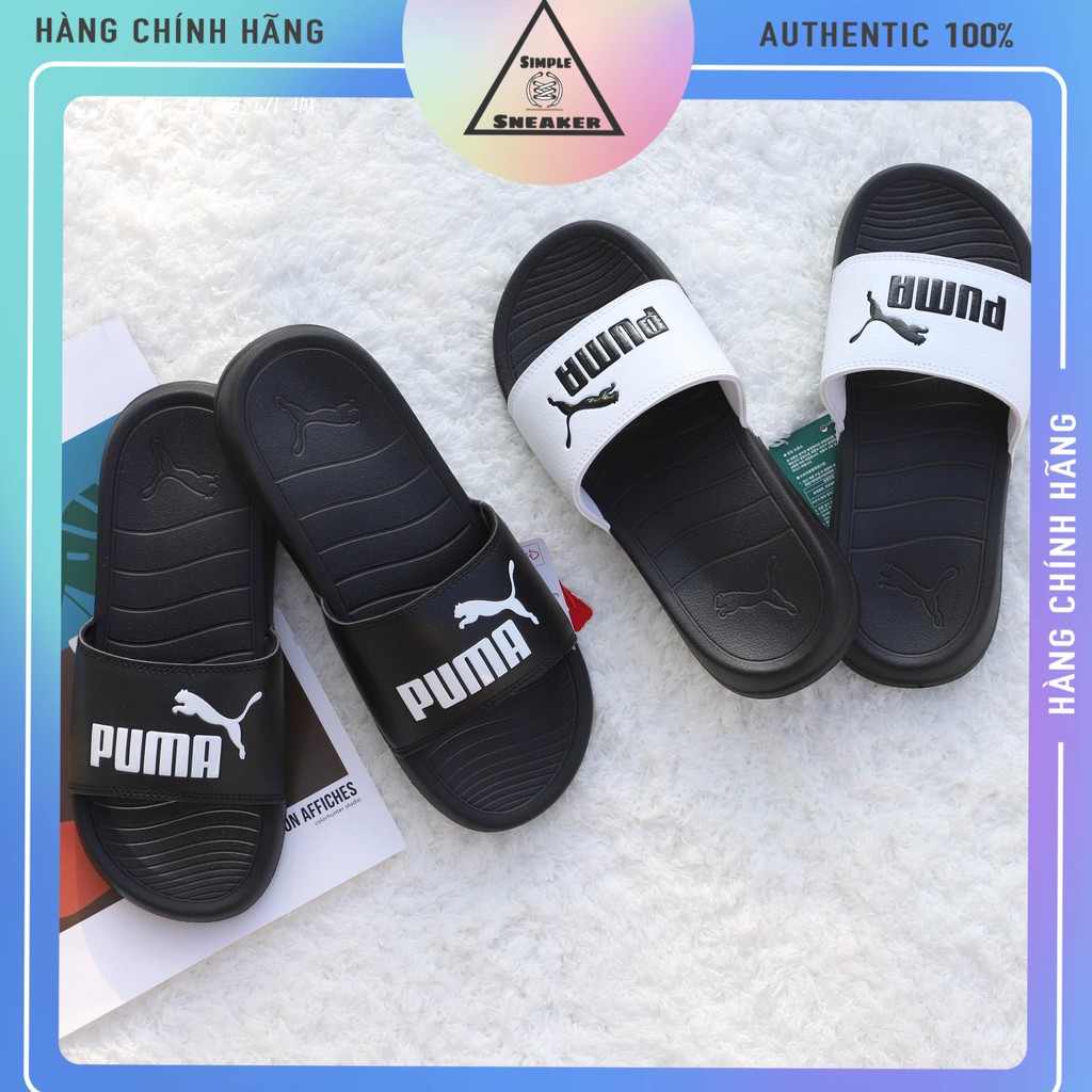 Dép Puma Chính Hãng FREESHIP Puma Popcat White Pink Black - Dép Quai Ngang Thời Trang Nữ