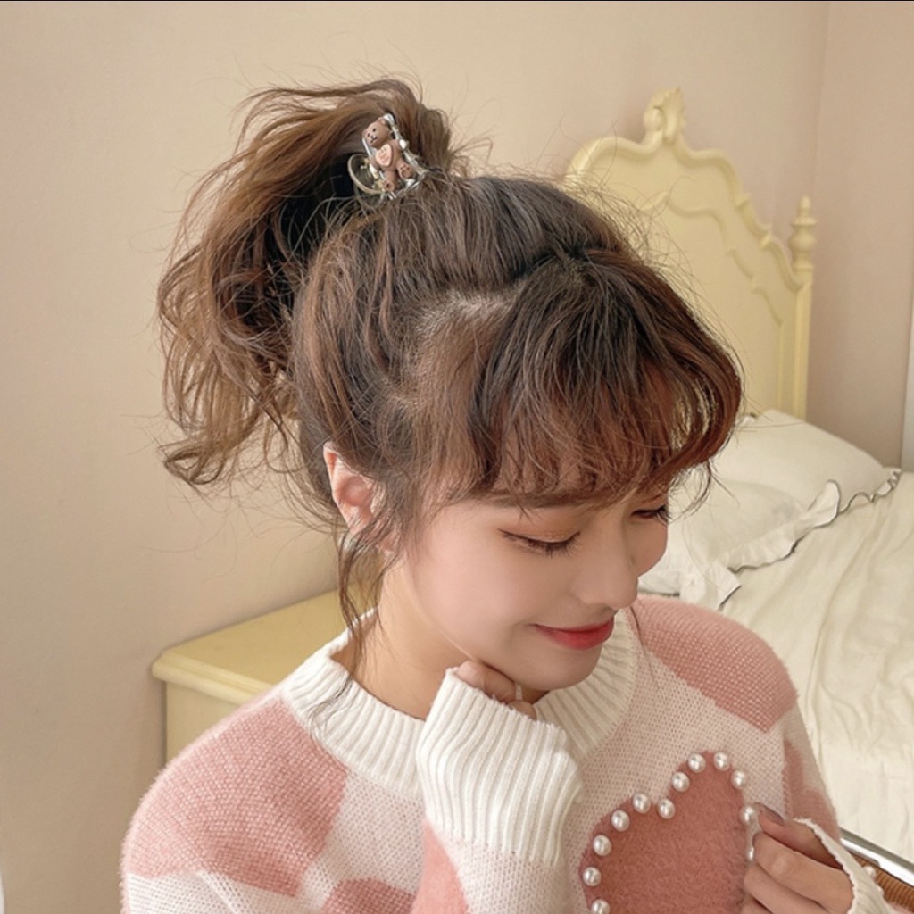 [Hàng thiết kế] Kẹp tóc đuôi ngựa nhỏ họa tiết chú gấu phong cách Hàn Quốc dễ thương