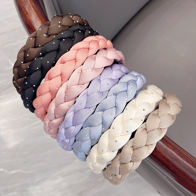 Băng Đô Đội Đầu Có Đính Đá Xoắn Thời Trang Cho Nữ Rửa Mặt