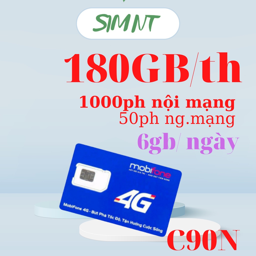 Sim 4g gói C90N tốc độ cao Mobifone  tặng 4GB/ngày,1000ph nội mạng , 50ph ngoại mạng(lướt wed,cài game,youtube thả ga)