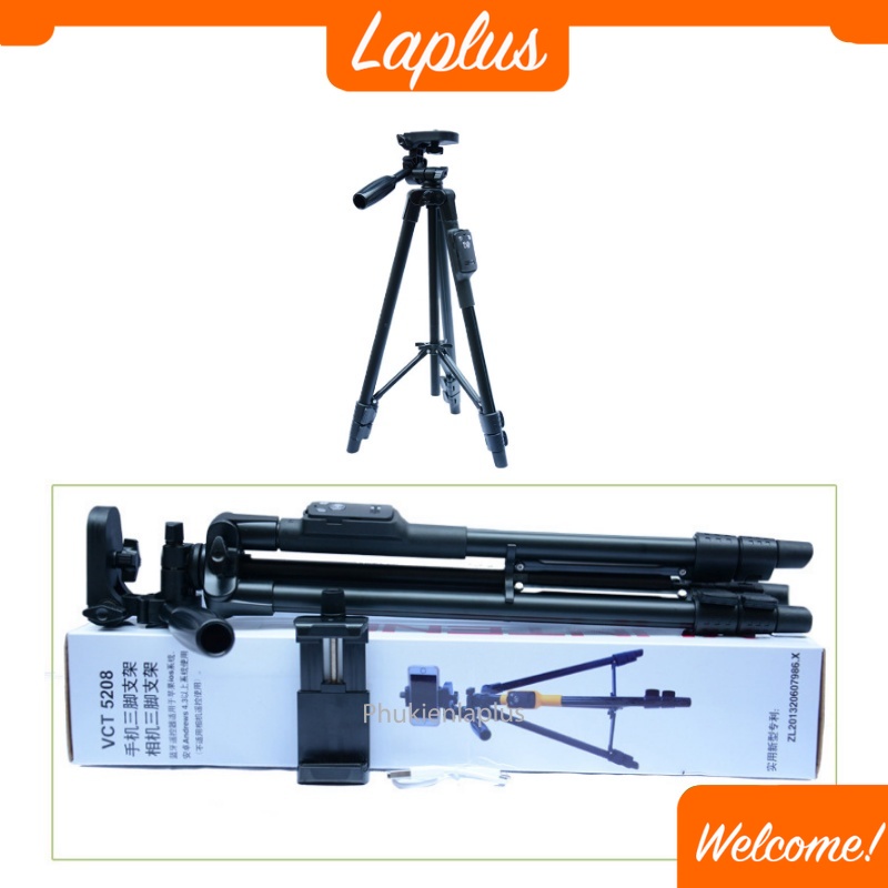 Chân máy ảnh, tripod Yunteng Model 5208RM, khung nhôm cao cấp