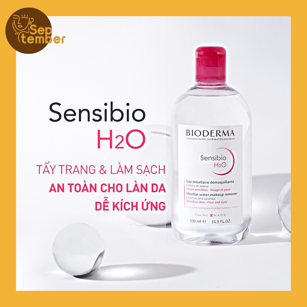 Nước tẩy trang Bioderma hồng và xanh, nước tẩy trang da nhạy cảm, da dầu - september249.vn