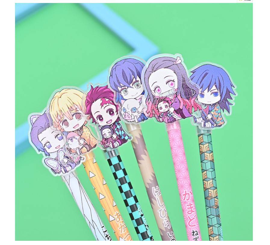 Bộ 6 Bút Mực Xanh 0.5mm Trang Trí Hình Anime Dễ Thương
