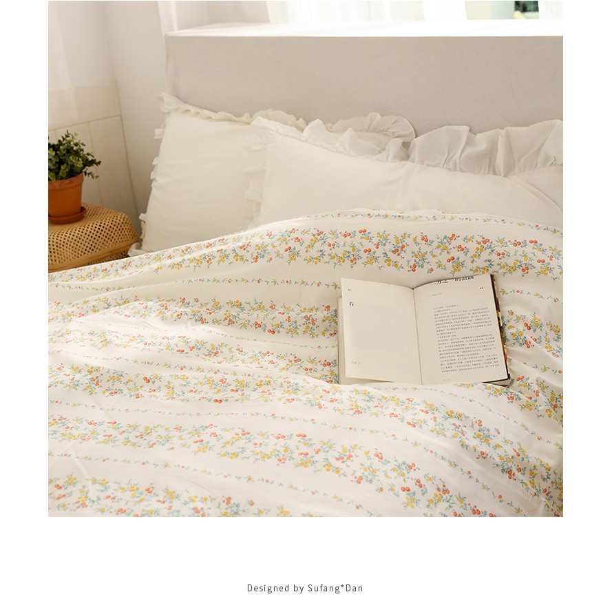 Vải cotton 100% chuyên may ga gối, khổ rộng 2m35, mẫu hoa nhí
