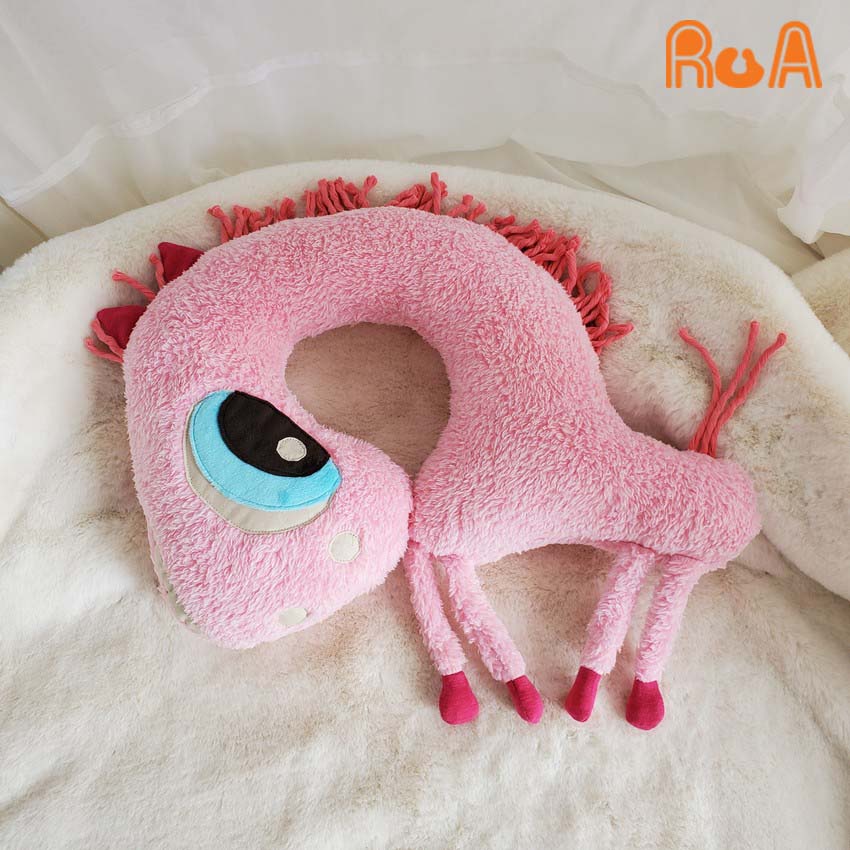 Gối kê cổ hình thú chú ngựa hồng Pony lông xù mềm mại siêu cute BABY HOR-M01 Ru A