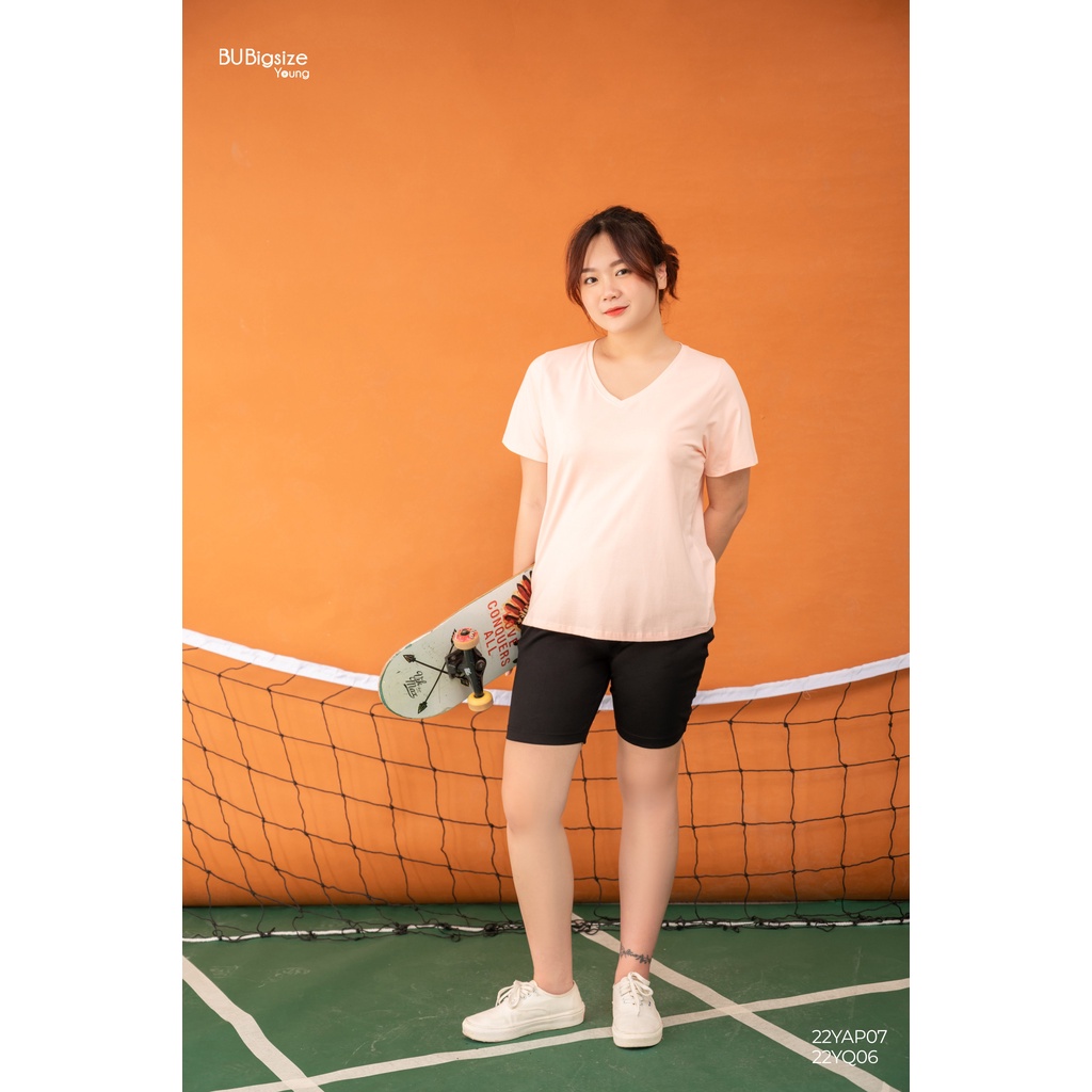 Quần sooc thun biker BIGSIZE (55kg đến 95kg) - 22YQ06 - [BU Bigsize Young]