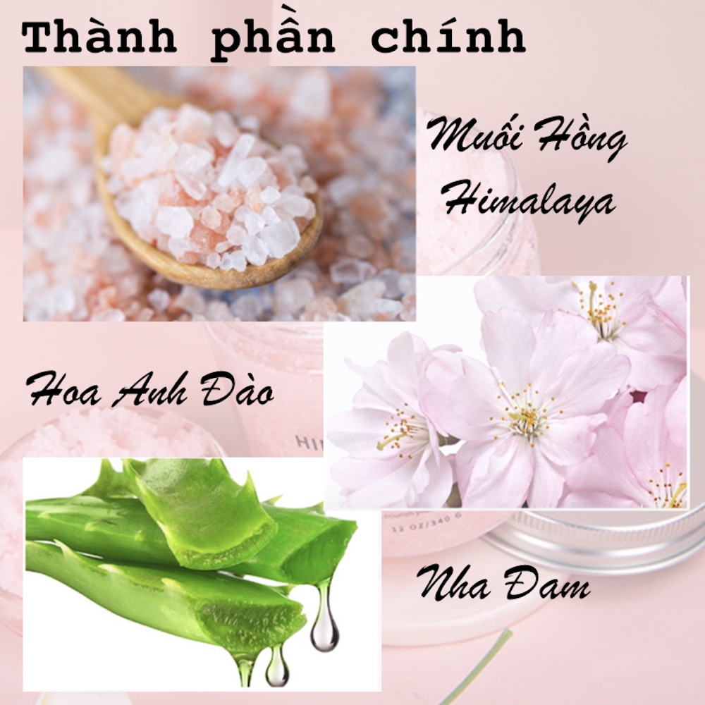 Tẩy da chết body muối hồng Himalaya Melao | dưỡng ẩm làm sạch da, tẩy tế bào chết làm dịu, mềm mại, sáng da 340g