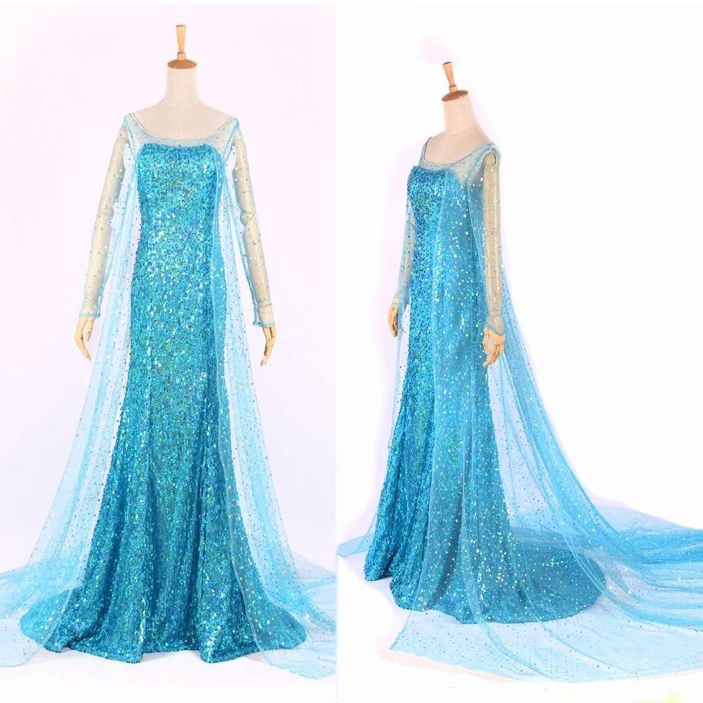 Đầm hóa trang nữ hoàng băng giá Elsa màu xanh phim Frozen