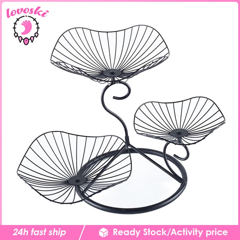 Giá đỡ trái cây 3 tầng hình lá sen bằng sắt