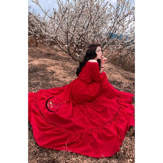 Đầm maxi voan trễ vai