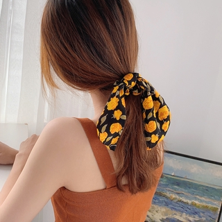 Dây buộc tóc ruy băng họa tiết hoa xinh xắn hợp thời trang cho nữ