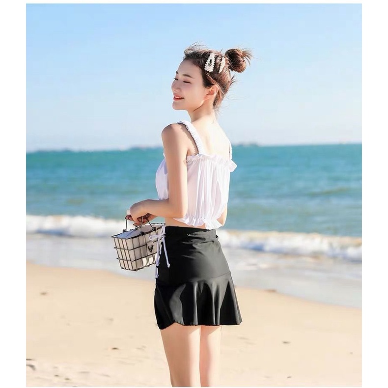 Happy-store ❤️ Áo Croptop 2 Dây Bồng Chun Ngực Hở Lưng Thời Trang Phong Cách Hàn Quốc Cho Nữ gợi cảm bất thường