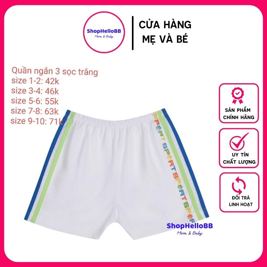 [Hello BB] Size bé 6-35kg Quần ngắn trắng 3 sọc bé trai Hello B&amp;B | ShopHelloBB - Kiddy and Mommy