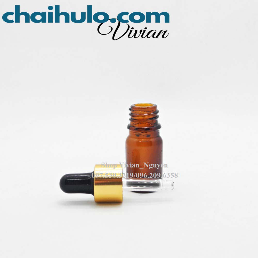 {Sỉ từ 2900đ} Lọ tinh dầu 5ml Serum màu nâu - chai đựng tinh dầu nắp bóp nhôm vàng đầu đen | BigBuy360 - bigbuy360.vn