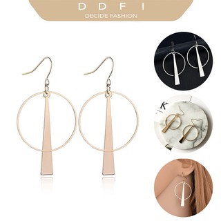 Bông tai B1D12 thiết kế hình tròn phối thanh dài đơn giản phong cách cổ điển thời trang Hàn Quốc