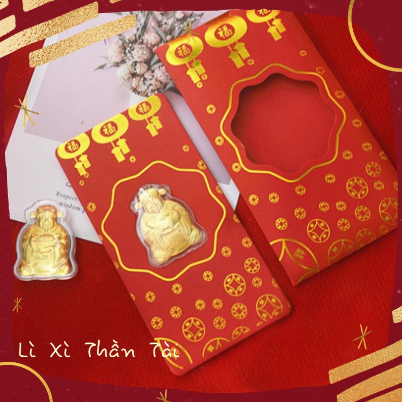 Bao Lì Xì Thần Tài - Bao Lì Xì Tết Nguyên Đán Ngày Vía Thần Tài Mạ Vàng - Sung Túc Cả Năm Tiền Bạc Đầy Túi - Vseat