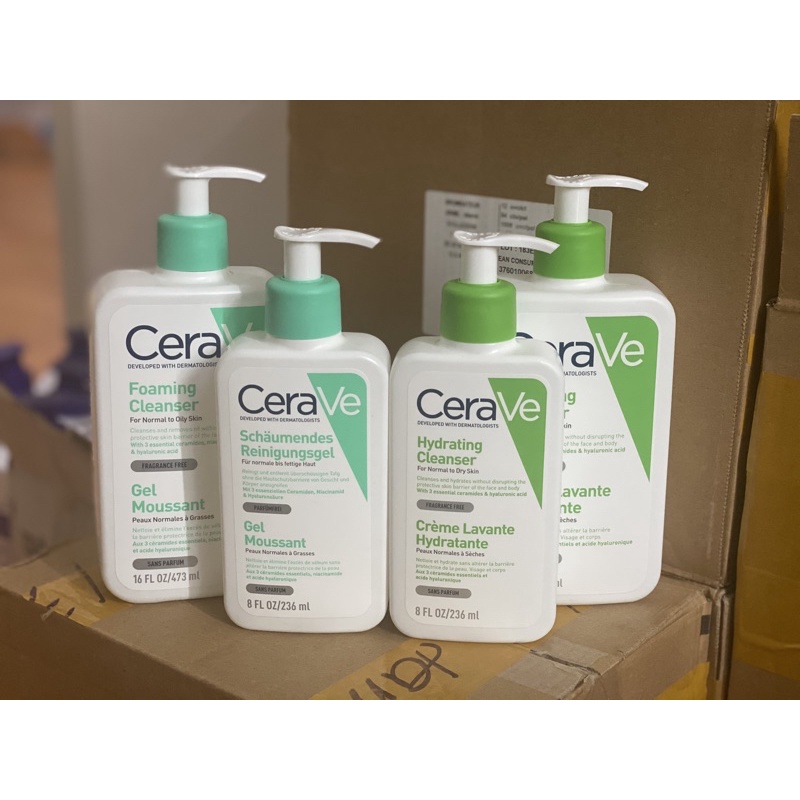Sữa rửa mặt Cerave Foaming Cleanser, CeraVe Hydrating Cleanser 236ml, 473ml