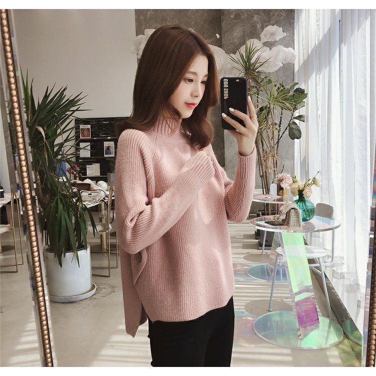 Áo Len Nữ Xẻ Vạt, Áo Len Cổ Cao Hàng Đẹp Cao Cấp SAVVY SHOP