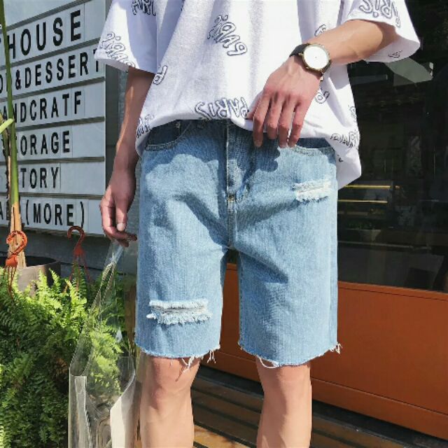 [ Order ] Quần đùi  jean rách gối