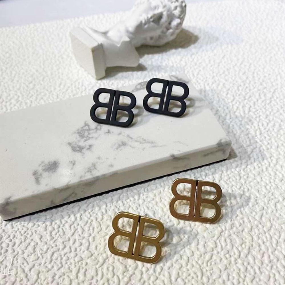 Khuyên Tai Kim Loại Hình Hai Chữ B Phong Cách Retro Sành Điệu Cho Nữ