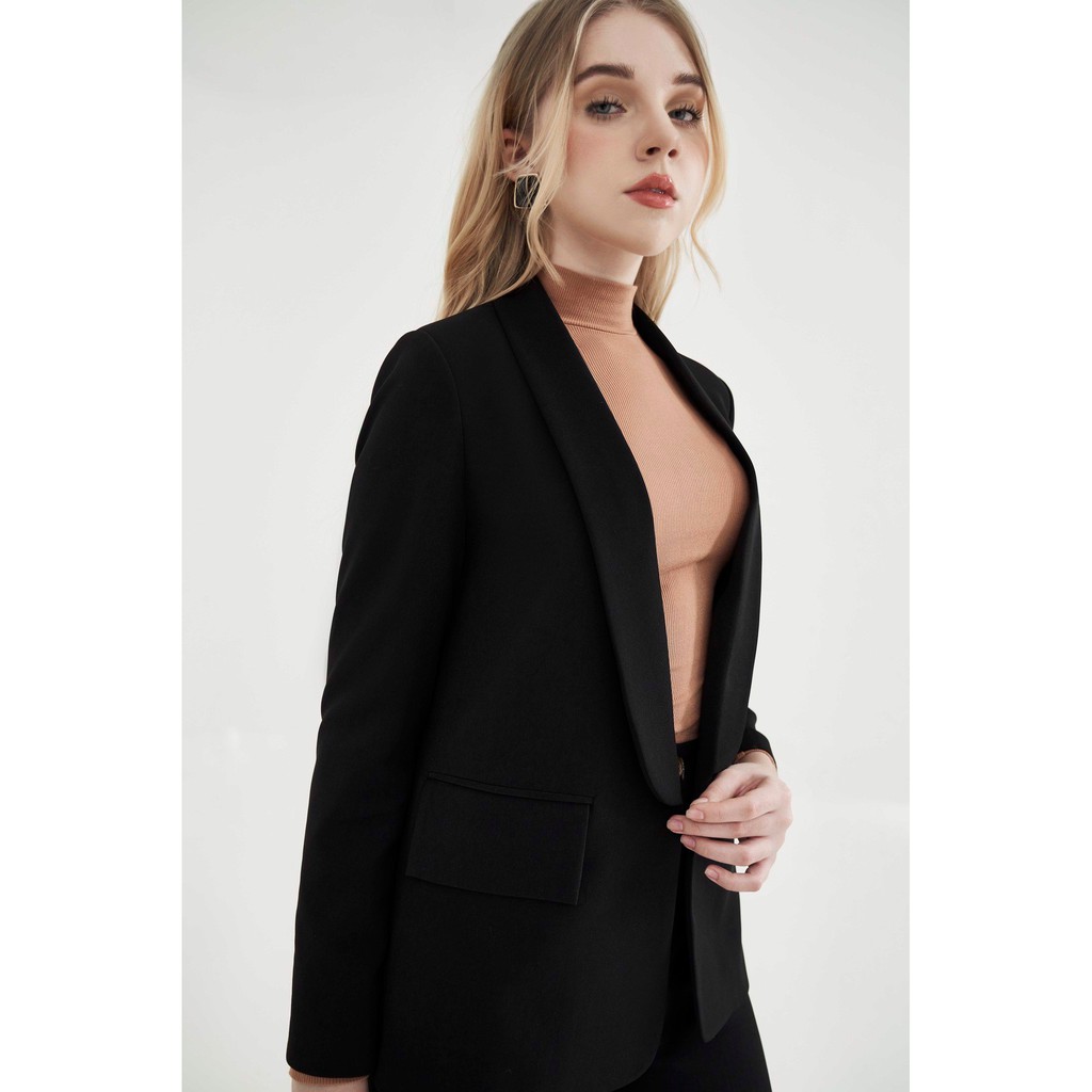 [Mã FASHION10KP giảm 10K đơn 50K] Áo Khoác Blazer cổ sam basic màu đen 0BL1051 ADORE DRESS | BigBuy360 - bigbuy360.vn