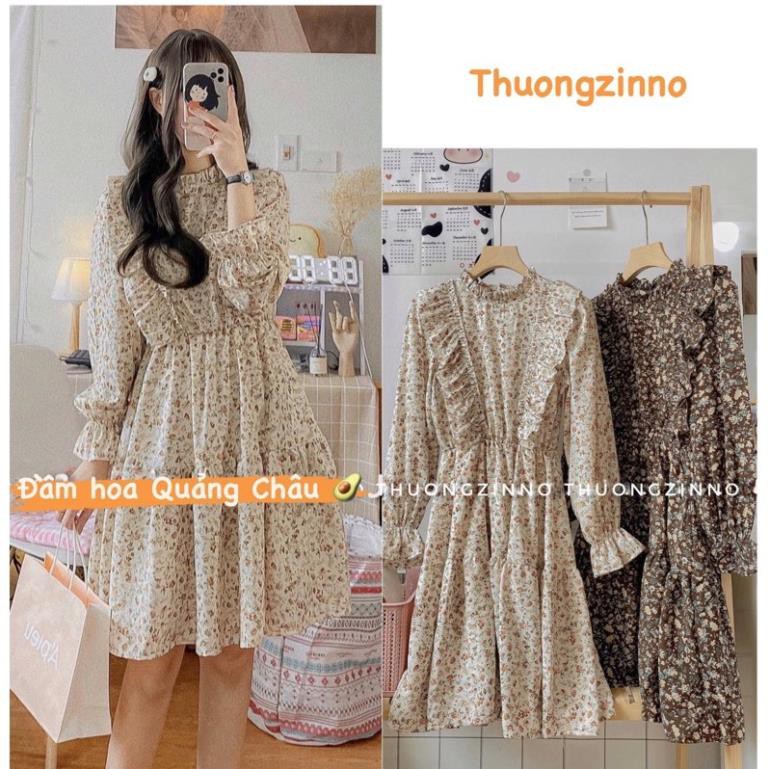 [Ảnh thật/Video]Váy hoa nhí Chiffon cao cấp kiểu dáng vintage Hàng Quảng Châu loại đẹp- Đầm ulzzang lụa Đẹp 💃 '