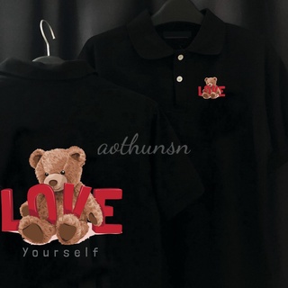 Áo thun cổ trụ cổ bâu polo gấu love