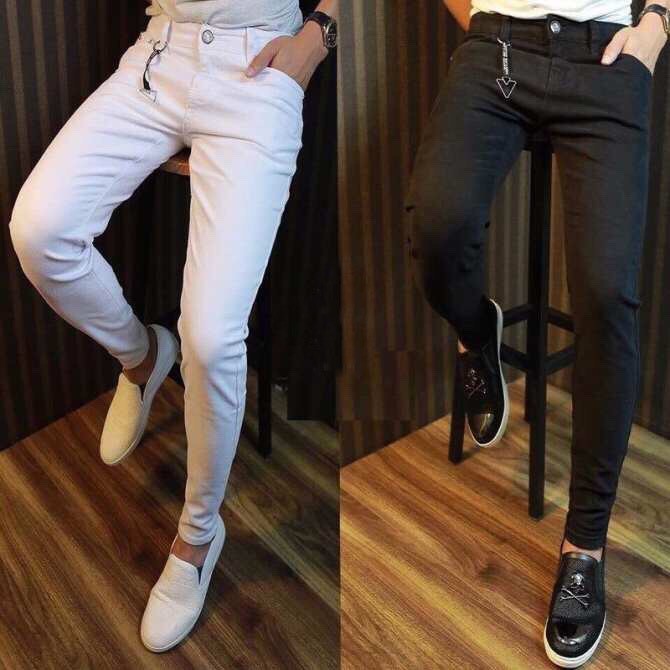 QUẦN JEAN NAM TRƠN ĐEN TRẮNG ĐƠN GIẢN