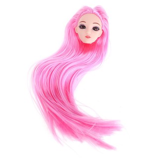 Đầu búp bê tóc dài mắt 3D chân thật