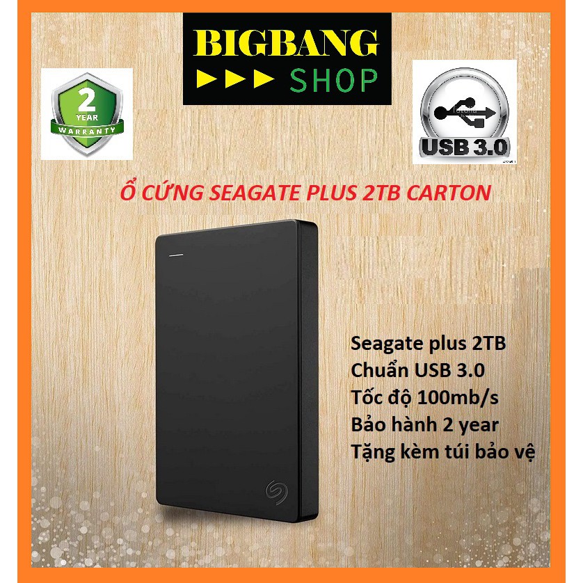 Ổ cứng di động Hộp Carton Seagate Backup Plus 2TB Usb 3.0 Tặng kèm túi đựng ổ cứng