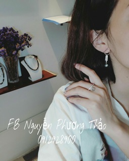 Hoa Tai Bạc Cao Cấp Đá Xà Cừ