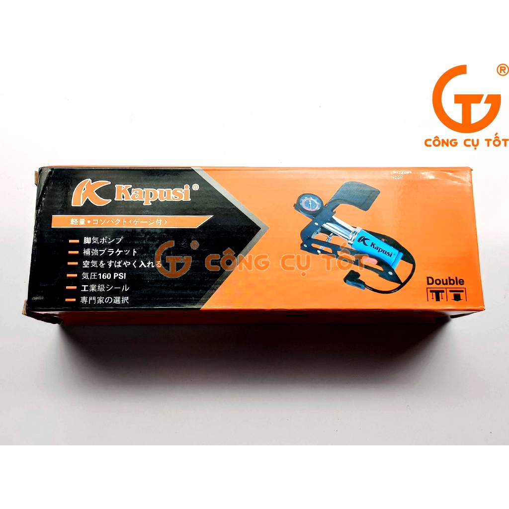 Bơm xe đạp chân 1 ống pitong 160cc áp 160psi 11.4 cân hơi KAPUSI K-3037