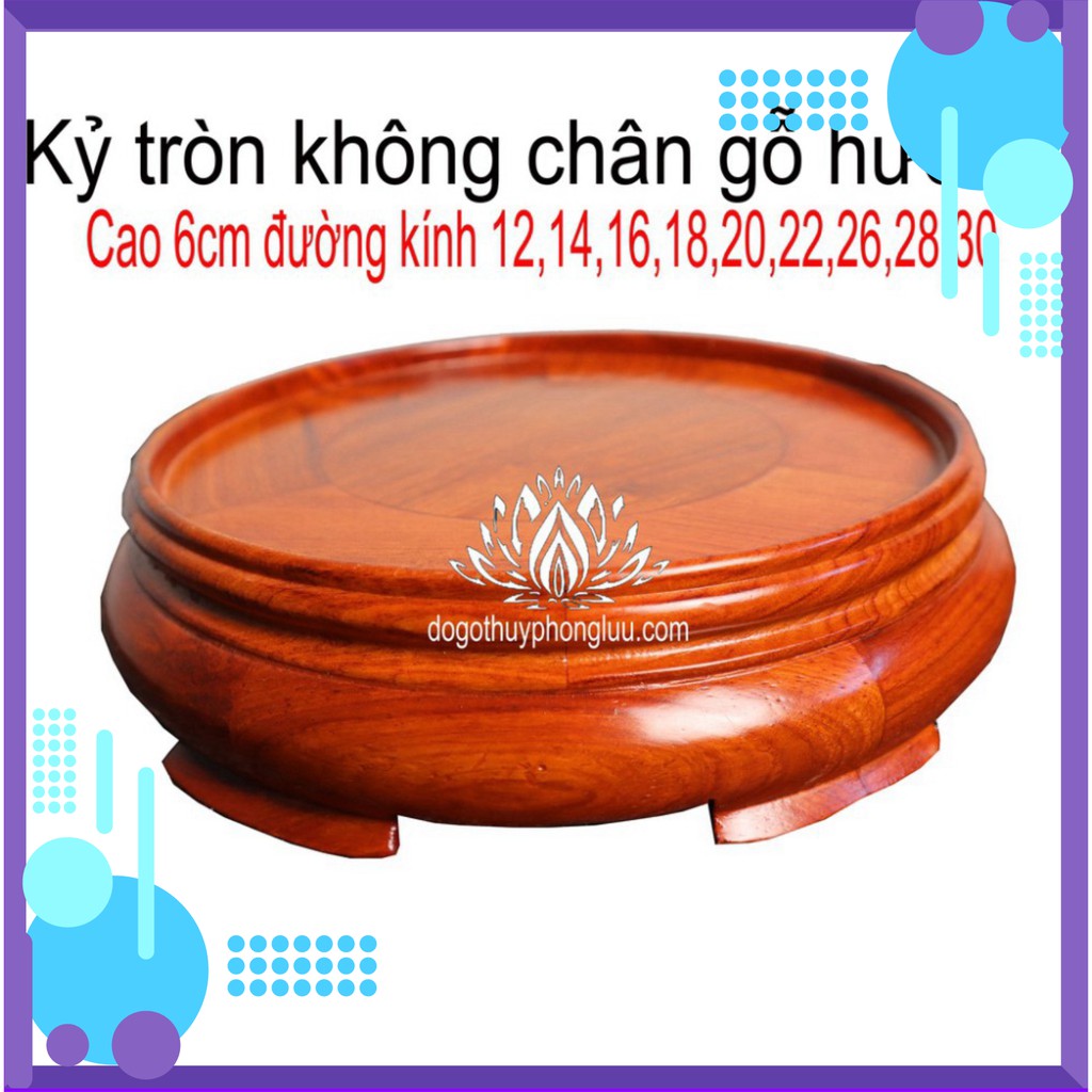 Kỷ đế tròn gỗ hương đỏ Kỷ tròn-Đế tròn không chân-Đế bát hương (đồ thờ gỗ, kê bát hương)